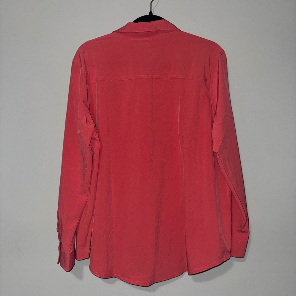 Eddie Bauer Women XL Coral Pink Roll Tab Sleeve Button Down Shirt Classic Fit - Picture 5 of 5